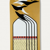 Korowai and geese at Marischal Museum Aberdeen Oil on shaped canvas 500 x 1195mm
